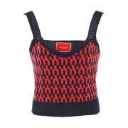 La DoubleJ Bicolor Ribbad Crop Top Red, Dam