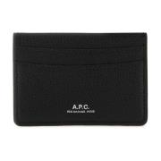 A.p.c. Svart läderkorthållare Black, Herr