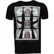 Local Fanatic Ak-47 Dollar Rhinestone - Man T Shirt - 4781Z Black, Her...