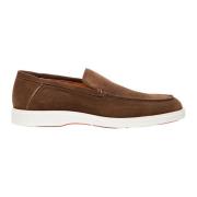 Santoni Suede Loafers Brown, Herr