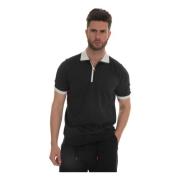 Kiton Kortärmad Polo med Halv Dragkedja Black, Herr