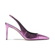 Scarosso Fuchsia Elaphe Slingback Pumps Pink, Dam