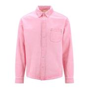 Marni Rosa Bomullsskjorta med Tryckknappar Pink, Herr
