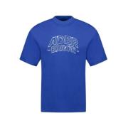 Ader Error Blå Bomull T-shirt - Stiligt Design Blue, Herr