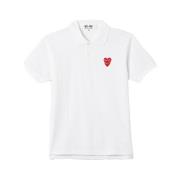 Comme des Garçons Play Vit Pikétröja med Lekfullt Design White, Herr