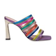 Pollini Multifärgade Satin- och Strsandaler - Storlek 40 Multicolor, D...