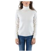 Max Mara Studio Cashmere Turtleneck Tröja i Vit White, Dam