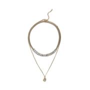 Twinset Strass och Ovalt Halsband Set Yellow, Dam