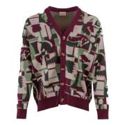 Drole de Monsieur Tryckt knapp-upp cardigan Multicolor, Herr