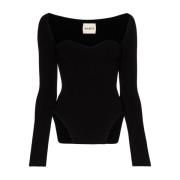 Khaite Räfflad Sweetheart Top Black, Dam