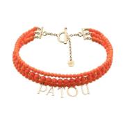 Patou Pärlhalsband med T-Bar Stängning Orange, Dam