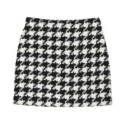 Anine Bing Svart Vit Ada Kjol - Houndstooth Mönster Black, Dam