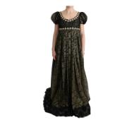 Dolce & Gabbana Pre-owned Black Yellow Crystal Lace Shift Dress Black,...