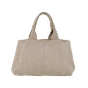 Prada Vintage Pre-owned Canvas handvskor White, Dam