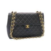 Chanel Vintage Förhandsägd Svart Läder Flapväska Black, Dam