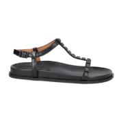 Billi Bi Platta Sandaler med Smarta Nitar Black, Dam