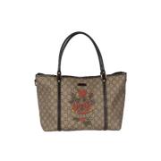 Gucci Vintage Gucci Monogram Canvas Tattoo Heart Tote Bag Brown, Dam