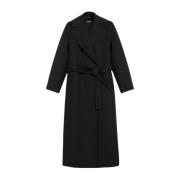 Max Mara Studio Svart Dubbel Ullkappa Black, Dam