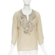 Oscar De La Renta Pre-owned Pre-owned Silke toppar Beige, Dam