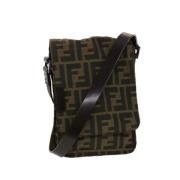 Fendi Vintage Begagnad Svart Canvas Fendi Axelväska Black, Dam