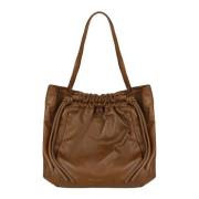 Proenza Schouler Läder dragsko tote med ingraverad logotyp Brown, Dam