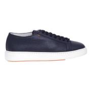 Santoni Texturerade Lädersneakers Blue, Herr