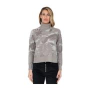 RRD Sammet Jacquard Turtleneck Tröja Gray, Dam