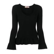 Twinset Dam Sweatshirt med Rynkade Ärmar Black, Dam