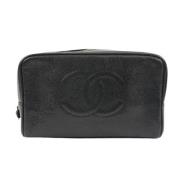 Chanel Vintage Använd koppling, Italiensktillverkad, 9 längd Black, Da...