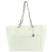 Chanel Vintage Förägda Läder Axelväska White, Unisex