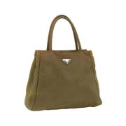 Prada Vintage Pre-owned Nylon handvskor Green, Dam