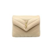 Saint Laurent Vintage Beige Läder Chevron Toy Loulou Axelväska Beige, ...