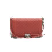 Chanel Vintage Förägad Röd Läderklaffväska Red, Dam