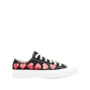 Comme des Garçons Svarta Canvas Hjärta Tryck Sneakers Black, Herr