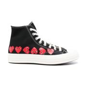 Comme des Garçons Svarta Canvas Hjärta Print Sneakers Black, Dam