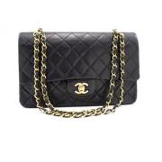 Chanel Vintage Förhandsägd Svart Läder Chanel Flap Väska Black, Dam