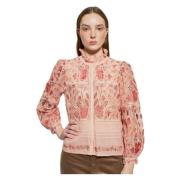 Antik Batik Ari broderad blus Pink, Dam