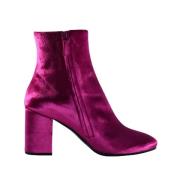 Balenciaga Sammet Booties med Stor Täckt Klack Pink, Dam