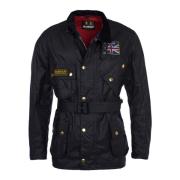 Barbour Union Jack Vaxjacka Black, Herr