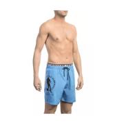 Bikkembergs Ljusblå Badshorts med Lagring Detalj Blue, Herr