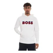 Boss Maxi Logo Huvtröja White, Herr