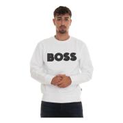 Boss Maxi-logga Crewneck Sweatshirt White, Herr