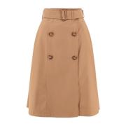 Burberry Beige Bomull Trenchkjol Aw23 Brown, Dam