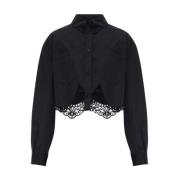 Burberry Skjorta med spetsdetaljer Black, Dam