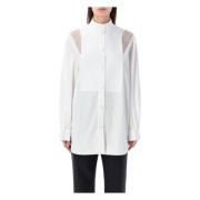 Burberry Optisk Vit Spets Trim Shirt Ss23 White, Dam