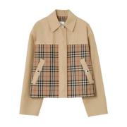 Burberry Beige Rutig Bomullsjacka Beige, Dam