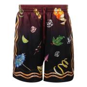 Casablanca Silkes Shorts med solnedgångsprint Multicolor, Herr