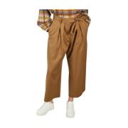 Chloé Bronze Wide-Leg Satin Trousers Beige, Dam