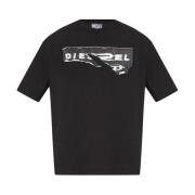 Diesel Svart Bomull Logo T-Shirt Black, Herr