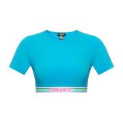 Dsquared2 Kortärmad T-shirt med logotyp Blue, Dam
